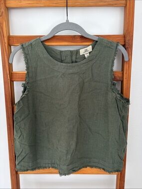 Thread & Supply Olive Green Sleeveless Linen-Blend Tank Sz M